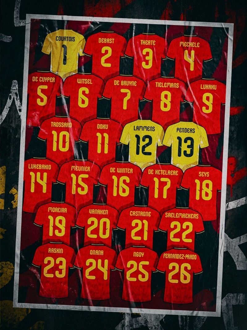 Los 26 jugadores convocados por Bélgica para el Mundial 2026. X/BelRedDevils&nbsp;