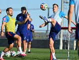 Seleccionados croatas en entrenamiento previo al juego contra Bélgica. X/HNS_CFF