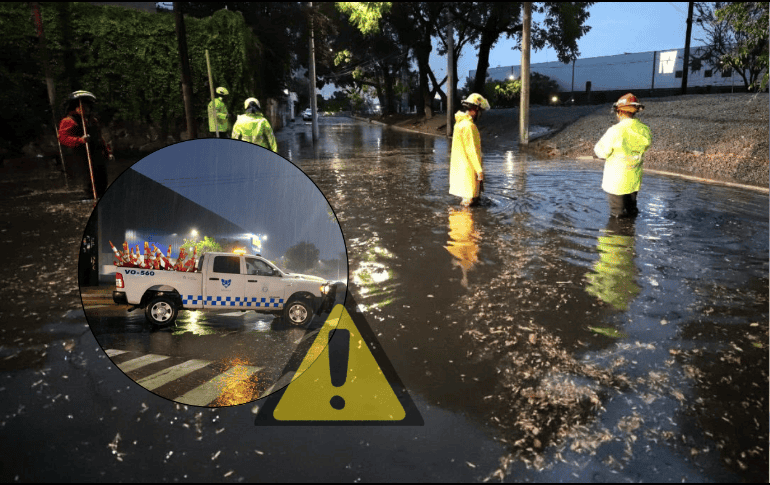Algunas de las avenidas más importantes del Área Metropolitana de Guadalajara presentan encharcamientos significativos. ESPECIAL/Policía Vial Jalisco/Bomberos Guadalajara