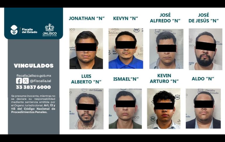 Las detenciones derivan de distintas acciones ministeriales, entre ellas un cateo ejecutado en la empresa Finvia. ESPECIAL/Fiscalía de Jalisco