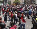 El anuncio de la CNTE se da después de haber mantenido bloqueos durante horas sobre Paseo de la Reforma, en la Ciudad de México. EFE.