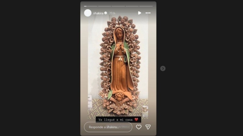 Shakira compartió una imagen de la Virgen de Guadalupe en barro que pronto se viralizó. INSTAGRAM/shakira&nbsp;