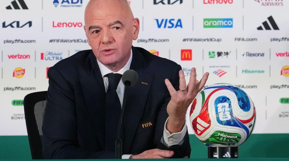 Gianni Infantino, presidente de la FIFA, durante una rueda de prensa en el Estadio Ciudad de México, previo al inicio del Mundial 2026. IMAGO7