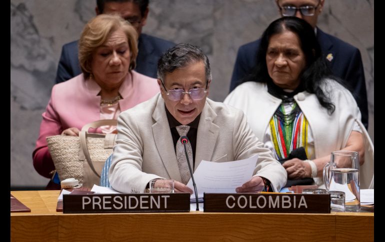 Gustavo Petro recordó que la legislación colombiana prohíbe los apoyos y la financiación extranjera en campañas electorales. EFE/M. Elías-ONU