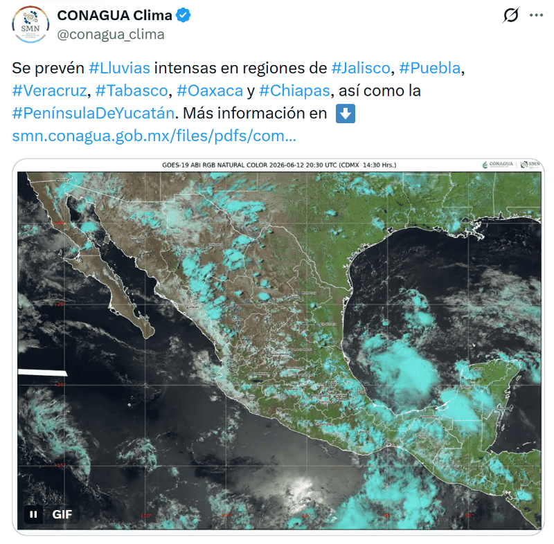 X / @conagua_clima&nbsp;