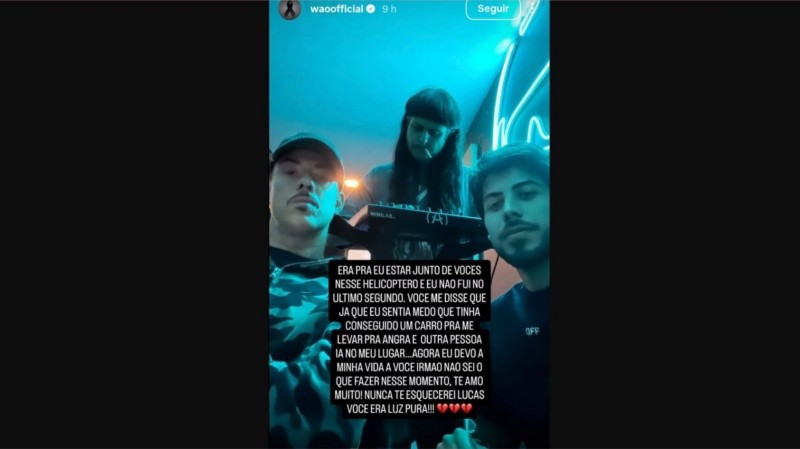 &nbsp;El mensaje que Wao publicó en redes sociales.