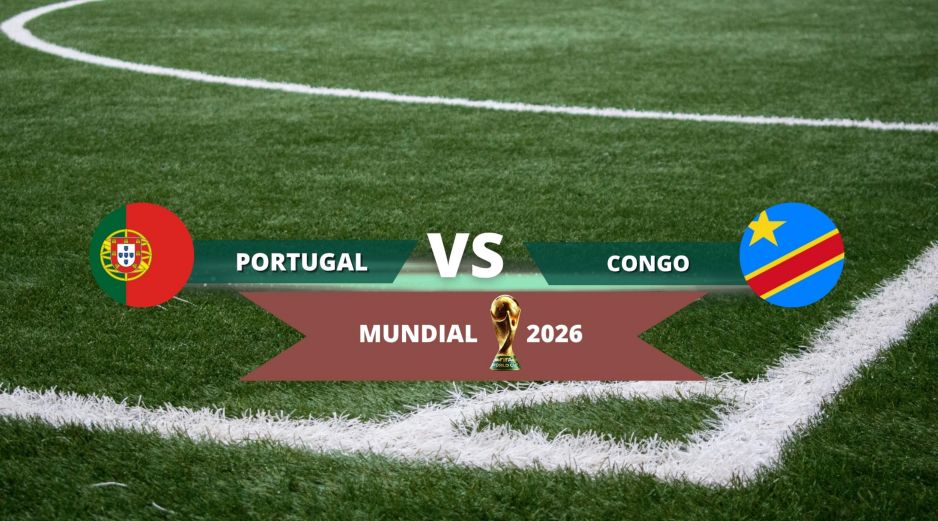 Portugal y la República Democrática del Congo se medirán este miércoles 17 de junio de 2026 en un encuentro correspondiente a la fase de grupos de la Copa Mundial de la FIFA. ESPECIAL / CANVA