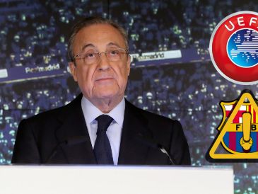 Florentino Pérez y el Real Madrid arremeten contra el Barca en la UEFA por el "caso Negreira". EFE / ARCHIVO