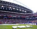 Los equipos escuchan los himnos nacionales antes del inicio del partido de la fase de grupos de la Copa Mundial de la FIFA 2026 entre Bélgica y Egipto, en Seattle, EU, el 15 de junio de 2026. EFE/S. BRASHEAR