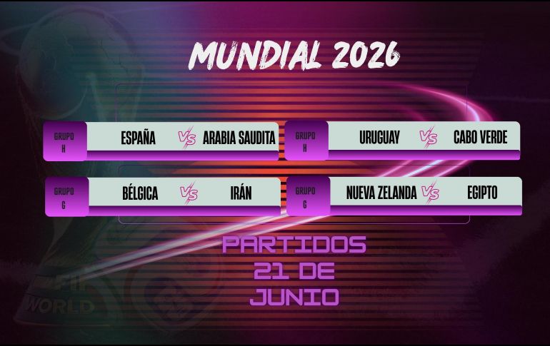 España, Bélgica y Uruguay protagonizan la jornada dominical de la fase de grupos del Mundial 2026. ESPECIAL / CANVA