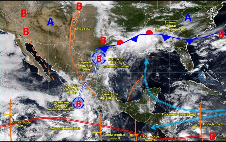 El SMN prevé lluvias intensas, tormentas eléctricas y riesgo de inundaciones en diversas regiones del país durante los próximos cuatro días. ESPECIAL/ SMN.