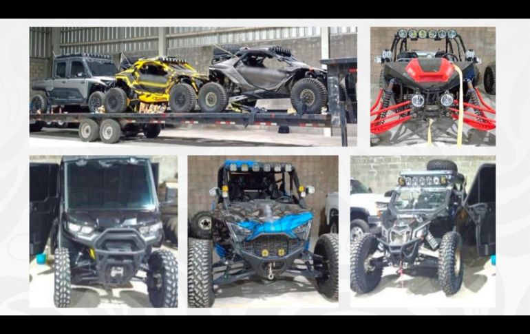 Entre los vehículos asegurados se encuentran tractocamiones y camionetas. X/@GabSeguridadMX