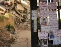 Avisos dejados por familiares que buscan a personas desaparecidas se exhiben en la entrada de un edificio destruido por los terremotos en La Guaira, Venezuela. AP/M. Delacroix
