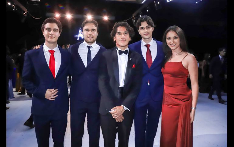Miguel Antonio Ramírez, Massimo Pasini, Marcelo González Flores, Santiago González Flores y Jessica Nicole Fernández. GENTE BIEN JALISCO / Revista del 3 de julio 2026