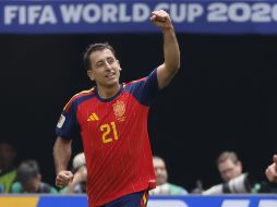 Mikel Oyarzabal, de España, celebra su gol en el partido por los dieciseisavos de final del Mundial de la FIFA 2026 entre España y Austria. EFE / L. Jr