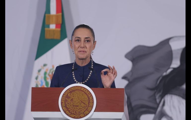 La Presidenta de México, Claudia Sheinbaum, durante su conferencia de prensa matutina de este jueves. SUN/G. Pano