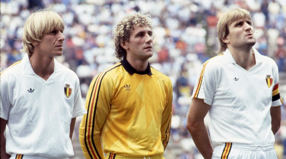 Jugadores belgas en el estadio Cuauhtémoc en el Mundial México 86. Al centro el portero Jean-Marie Pfaff, héroe de la victoria contra España. EL INFORMADOR/Archivo
