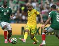 Jayden Adams jugó los tres partidos de la fase de grupos de Sudáfrica, en la que el equipo logró su mejor actuación en un Mundial. AFP / C. De Souza