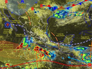 Tres sistemas con potencial ciclónico mantienen bajo vigilancia las costas del Pacífico mexicano. ESPECIAL/ SMN.