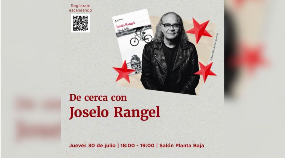 La actividad, titulada “De cerca con Joselo Rangel”, se llevará a cabo de 18:00 a 19:00 horas en el salón de planta baja del recinto, ubicado en Periférico Norte 1695, en Zapopan. ESPECIAL.