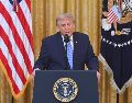 Las revelaciones que Trump presentará durante su intervención “sorprenderán” a la audiencia, dijo la secretaria de prensa, Karoline Leavitt. EFE/ S. LOEB