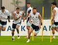 La selección Argentina durante su entrenamiento en el Columbia Park Training Facility antes de la final del Mundial contra España. EFE/A. Colmenares