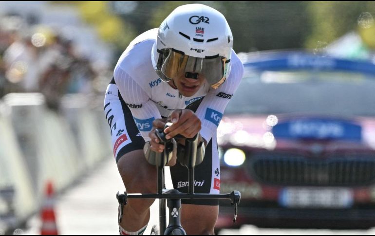El mexicano Isaac del Toro, en la etapa 16 del Tour de Francia. AFP / J. Pachoud