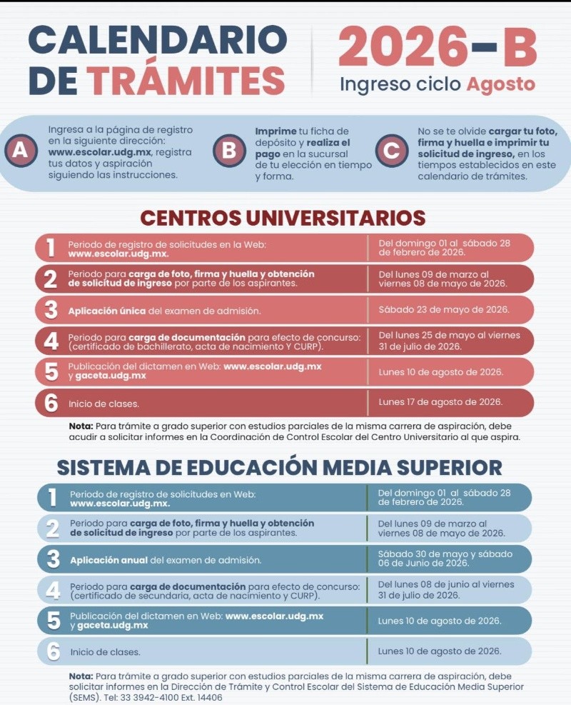 La publicación del dictamen de admisión está programada para el primer minuto del lunes 10 de agosto de 2026. ESPECIAL