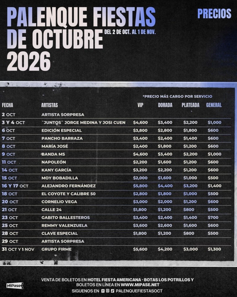 ESPECIAL/ Facebook/ Palenque Fiestas Octubre &nbsp;