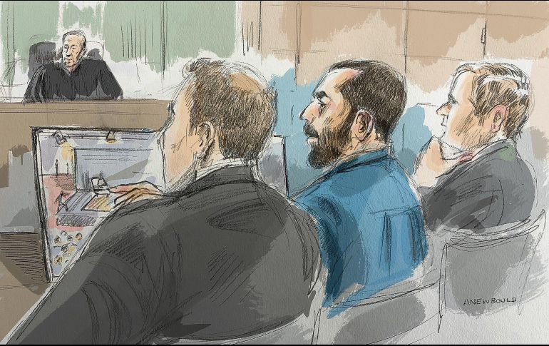 Esta imagen es una representación artística del juicio federal por terrorismo contra Hadi Matar. AP
