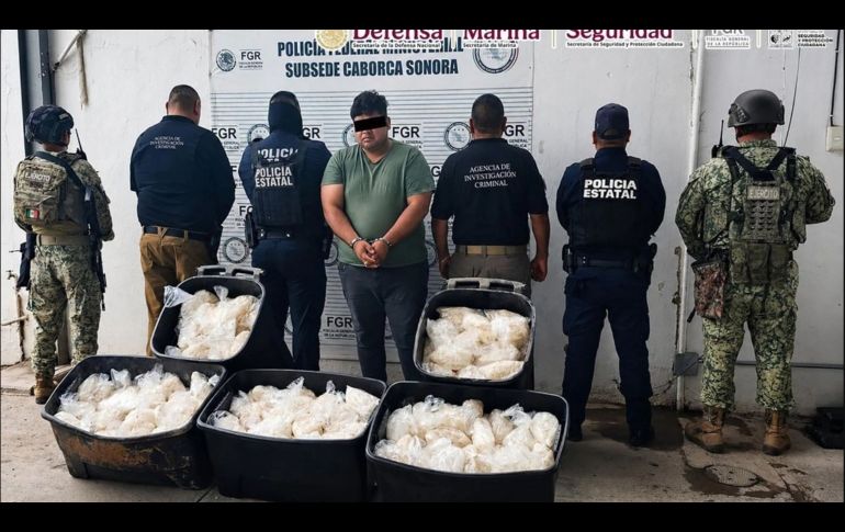 El conductor, la droga y el vehículo fueron puestos a disposición del Ministerio Público. ESPECIAL/SSPC