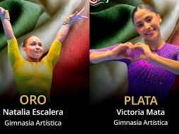 Natalia Escalera lideró el 1-2 mexicano junto a Victoria Mata en el all-around de gimnasia artística en Santo Domingo 2026. X/@conadeoficial.