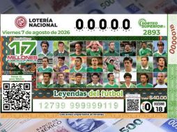 El billete del Sorteo Superior 2893 conmemoró a varios de los mejores futbolistas mexicanos bajo el título 
