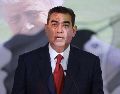 El comisionado del Instituto Nacional de Migración (INM), Sergio Salomón Céspedes, habla durante una rueda de prensa este viernes. EFE / Mario Guzmán / ARCHIVO