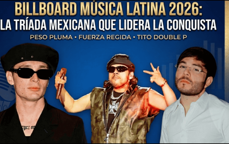 El cantante mexicano Peso Pluma encabeza con 17 candidaturas la lista de finalistas de los Premios Billboard de la Música Latina 2026, seguido de su compatriota Tito Double P. ESPECIAL.