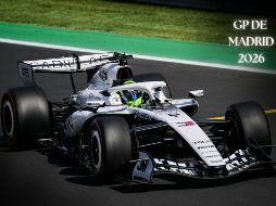 Checo Pérez, a bordo de su Cadillac durante la temporada 2026 de la Fórmula 1. ESPECIAL / AFP y CANVA