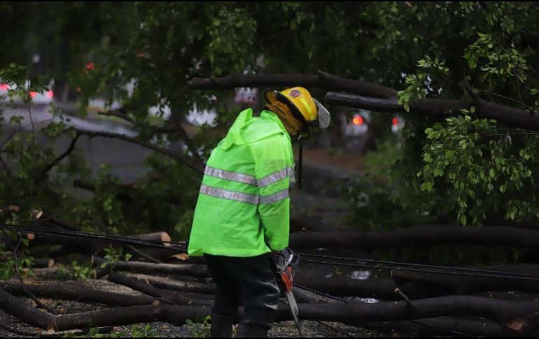 Protección civil y Bomberos continúan realizando recorridos por calles de la ciudad para descartar mayores daños. ESPECIAL / Bomberos de Guadalajara