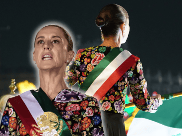 Claudia Sheinbaum lució un vestido con bordado artesanal de Juchitán, Oaxaca, elaborado por artesanas muxe, durante el Grito de Independencia 2026. EFE/J. Méndez ESPECIAL/Presidencia de México