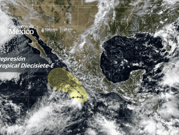 Para las 18:00 horas, el ciclón se ubicaba a unos 390 kilómetros al sur-sureste de Punta San Telmo y a 450 kilómetros al sur de Manzanillo. X / @conagua_clima
