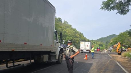 Para atender la contingencia, personal de PC Jalisco, autoridades de Ixtlán del Río (Nayarit), la Guardia Nacional y la empresa operadora de la vía, coordinaron maniobras con especialistas en manejo de materiales peligrosos. X / @GN_Carreteras