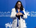 La ministra marroquí Fatima Ezzahra El Mansouri, alcaldesa de Marrakech, participa en un acto electoral del Partido Autenticidad y Modernidad antes de las elecciones legislativas, en Tánger, Marruecos, el 16 de septiembre de 2026. AP/M. Elshamy