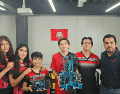 América, Ximena, Pablo, Juan, Rodrigo y el profesor Betancourt están listos para el reto (de izquierda a derecha). CORTESÍA