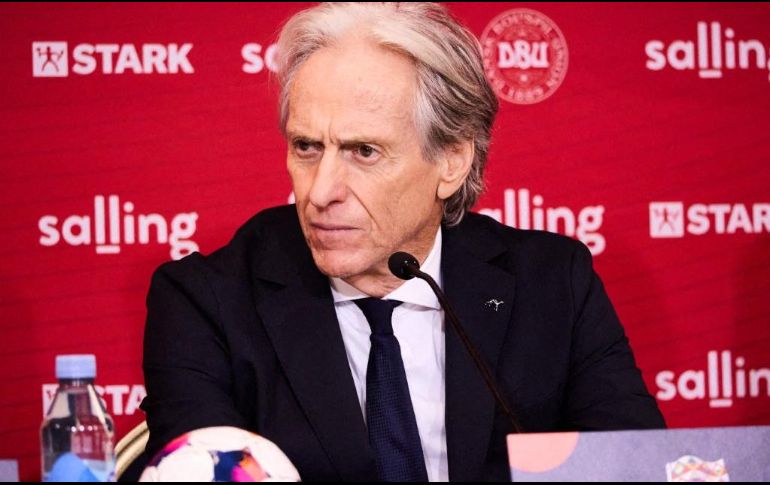 El técnico de Portugal, Jorge Jesús, en rueda de prensa este sábado. AFP / K. Tuxen Ladegaard Berg