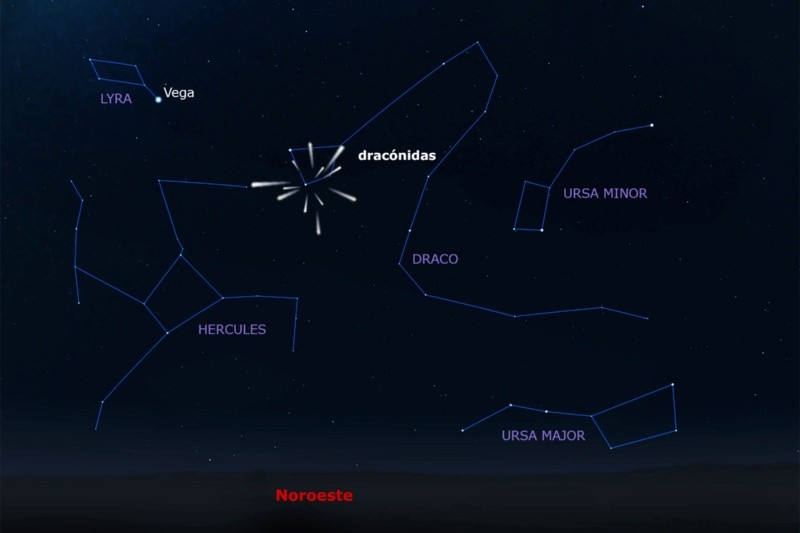 Las dracónidas ocurren cuando la Tierra atraviesa el anillo formado por los fragmentos desprendidos del cometa 21P/Giacobini-Zinner. Instituto Geográfico Nacional