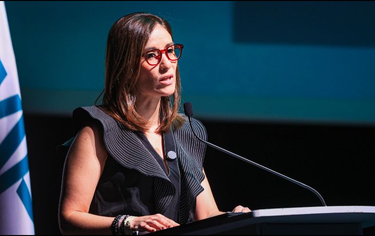 Karina Hermosillo durante inauguracion del 35 Foro Inmobiliario de AMPI. EL INFORMADOR/ J. Acosta