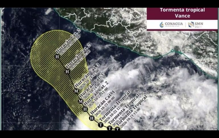 “Vance” se ubicaba a unos 835 kilómetros al sur de Acapulco, Guerrero, este miércoles. ESPECIAL/CONAGUA
