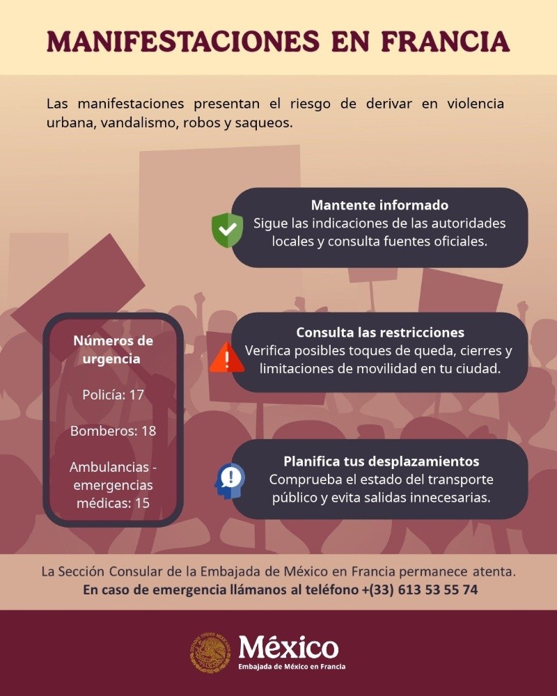 &nbsp;La Embajada de México en Francia llamó a extremar precauciones. ESPECIAL