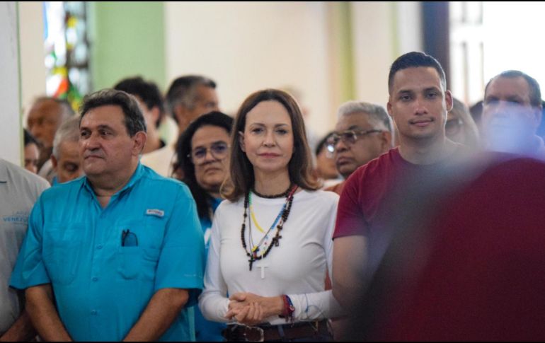 el presidente de Estados Unidos, Donald Trump, fue preguntado por periodistas sobre el regreso de la opositora al país caribeño. EFE / J. Miguel Alarcón