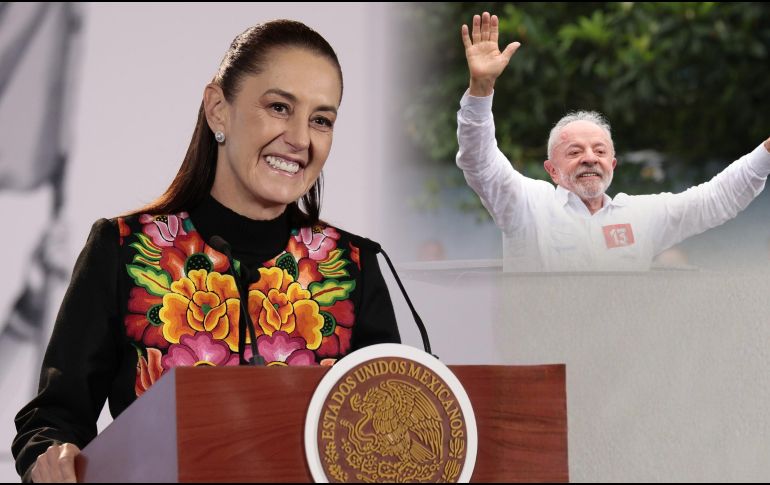 Claudia Sheinbaum destacó la reelección de Luiz Inácio Lula da Silva y felicitó al pueblo brasileño por el resultado electoral. EFE / J. Méndez y EFE / S. Moreira
