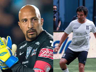 El piloto mexicano Sergio Pérez anotó un gol durante un divertido partido con leyendas del futbol antes de correr en el Gran Premio de México. CANVA/ESPECIAL